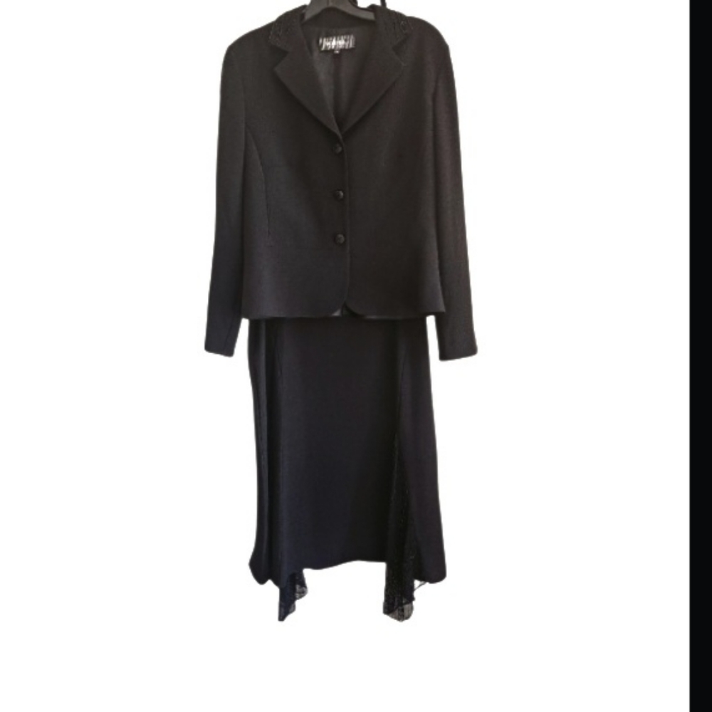 Valente Embellished Black Skirt Set L